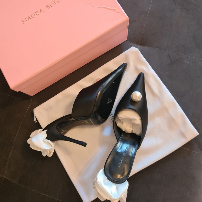 Sandale Magda Butrym - 11 cm/black satin, piele naturala/size 38,39