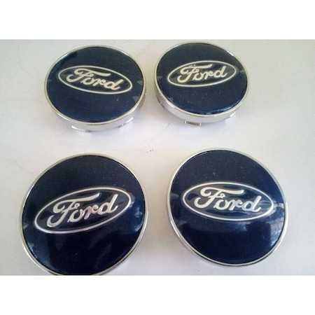 Set 4 Embleme Capace Jante Ford 60mm Capacele Roti Negru / Albastru