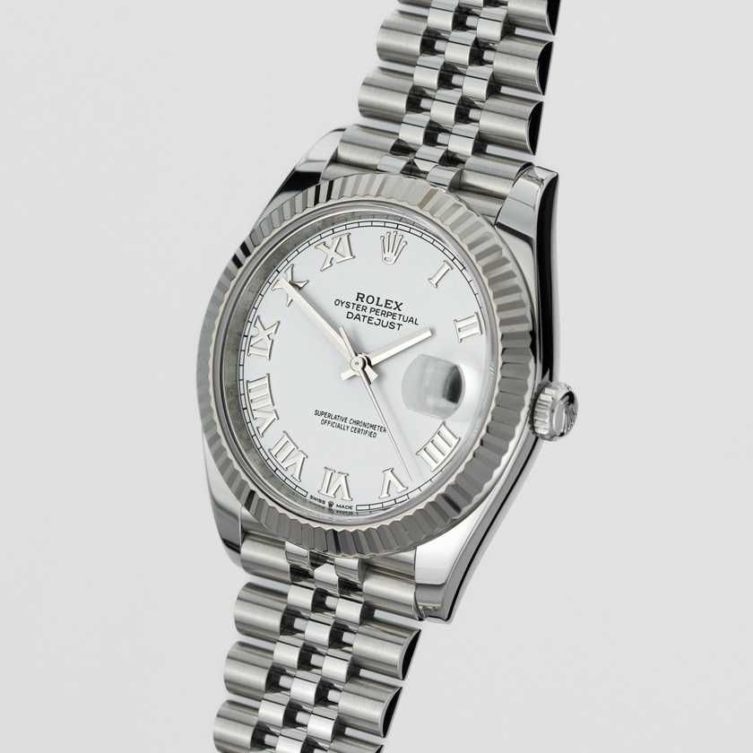 Rolex Datejust 41mm 126334 White Roman dial on Jubilee
