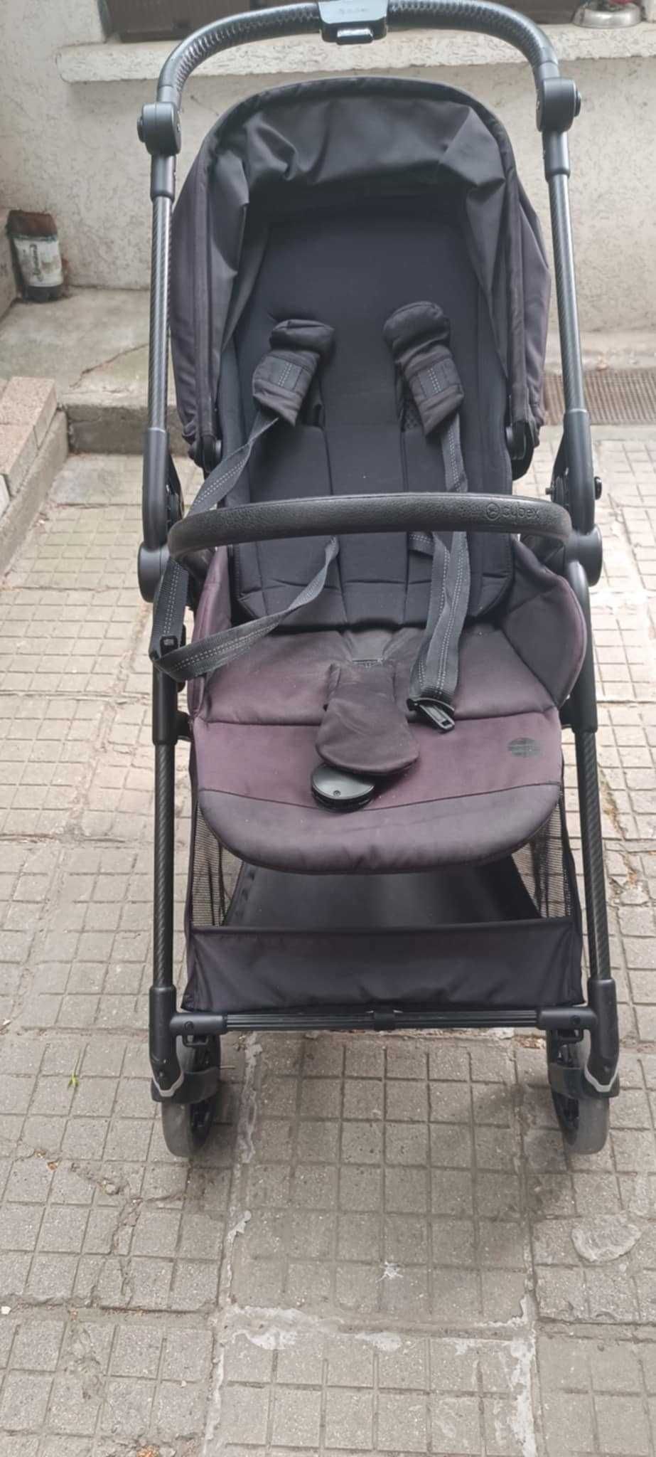 Бебешка количка Cybex Melio Carbon Magic Black и зимен чувал Cybex