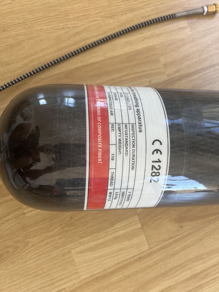 Карбонова бутилка 6.8 L, 300 Bar, 4500 PSI, PCP