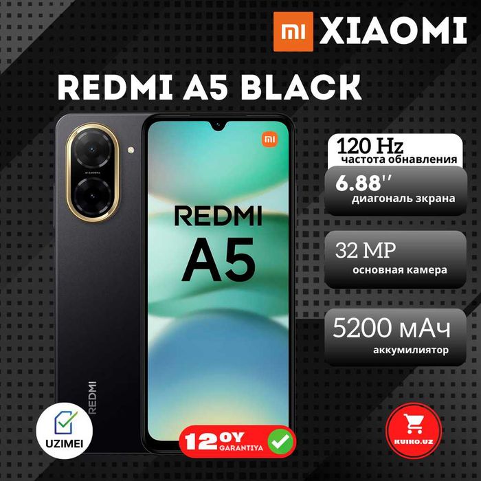 Redmi A5 3/64  black/blue/gold  uzimei new