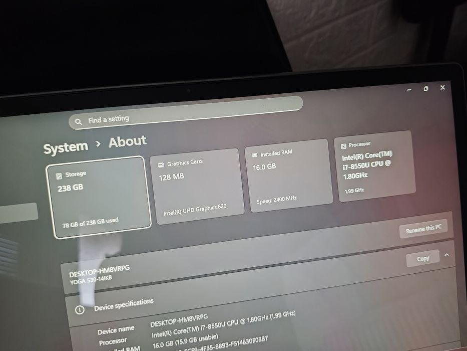Laptop Lenovo Yoga 530/14IKB/Touchscreen/360