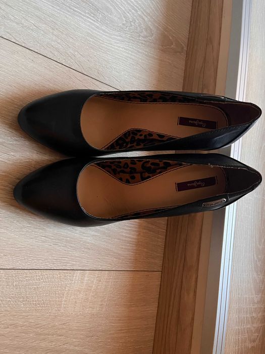 Обувки на ток черни Pepe Jeans естествена кожа,