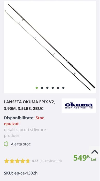 Lansete de crap Okuma Epix V2, 3.5 lbs, 3.90m, 2 tronsoane