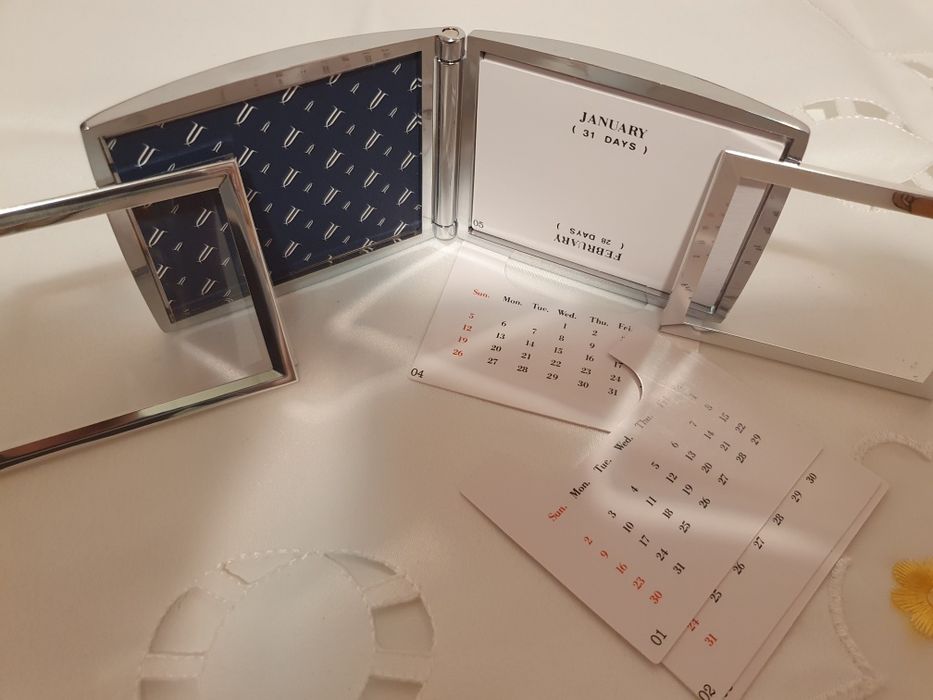 Calendar perpetuu și rama foto metal -nou, cutie cadou, Bell labs