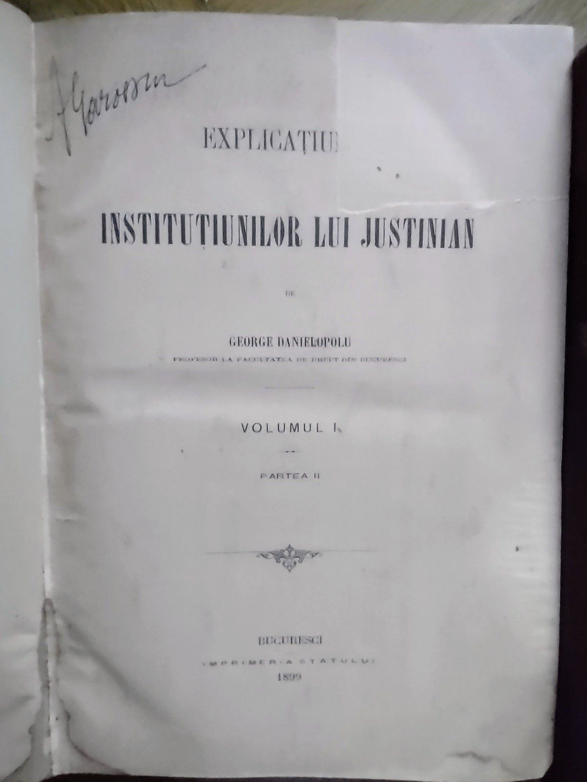 Carte veche,,Explicatiunea institutiilor lui Justinian"