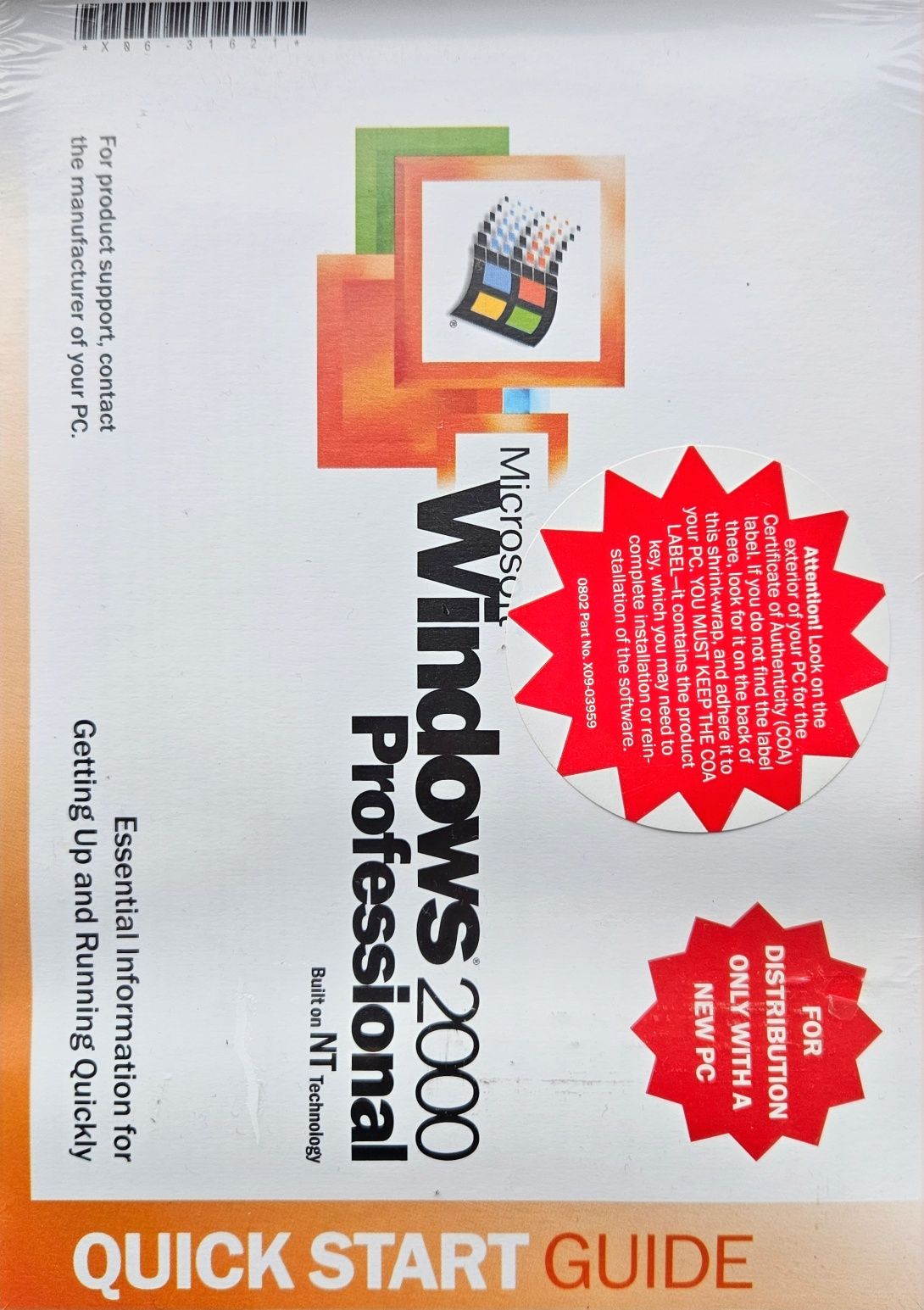 CD sigilat original Windows 2000 Professional