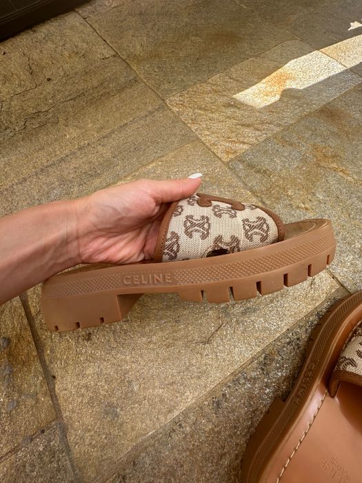 Celine Triomphe Canvas Slides – кафяви