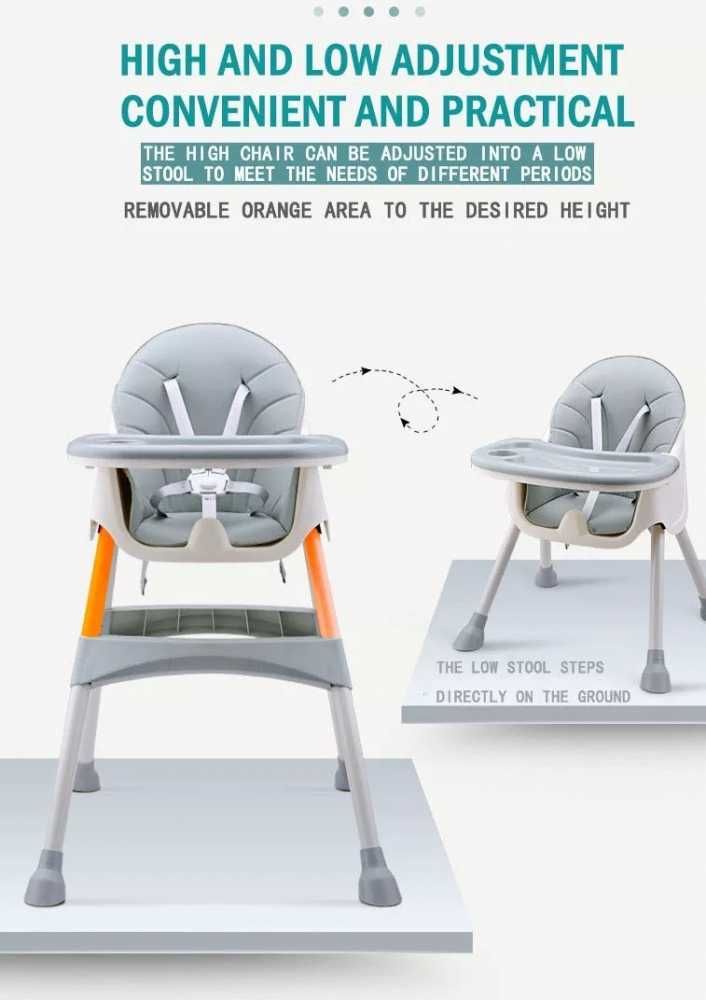 Scaun de masa copii, Little Mom, transformabil, reglabil Dinner Grey
