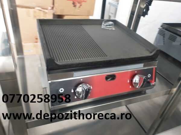 Grill gaz profesional de banc 500x500x200mm, neted si striat