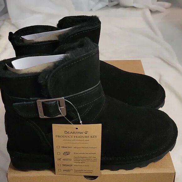 BEARPAW® боти Emersyn 41 Wide номер черни и винено червени