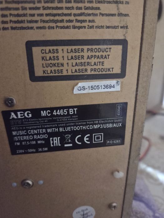 Vând sistem audio AEG