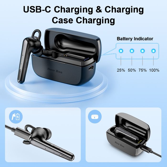 Casca bluetooth 5.1 New Bee M52 Multipoint, 7.2 grame, Neagra