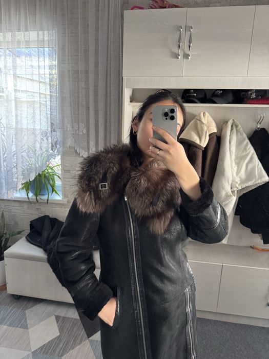 Дубленка натуральная кожа, чернобурка