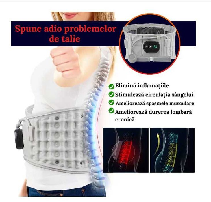 Centura decompresie lombara profesionala, 3 moduri de Incalzire