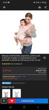 Marsupiu  bebe, ergonomic, purtare copil in fata sau in spate