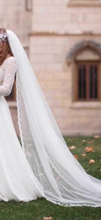 Rochie mireasa dantela si matase S-M