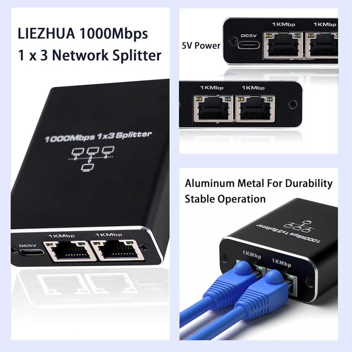 Ethernet сплитер 1 към 3, 1000Mbps високоскоростен Ethernet  сплитер