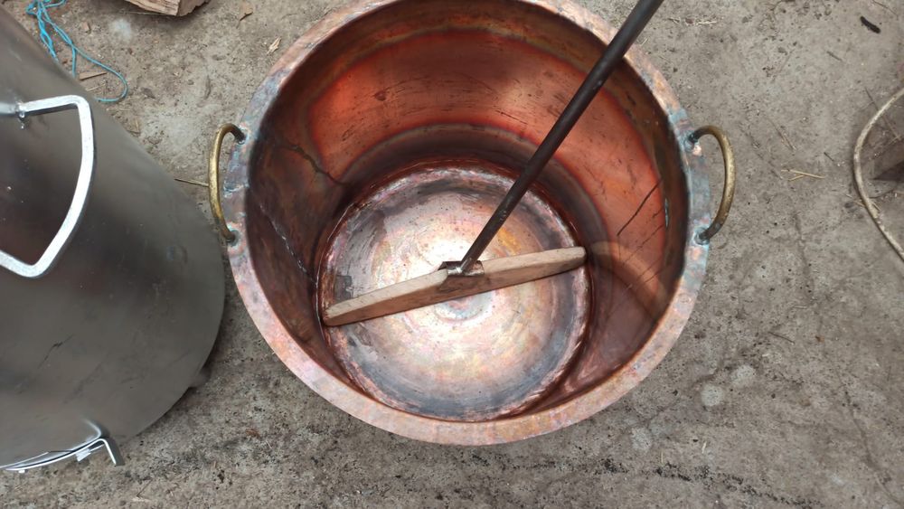 Oala cupru preparat magiun natural,vas căldare arama, cazan traditiona