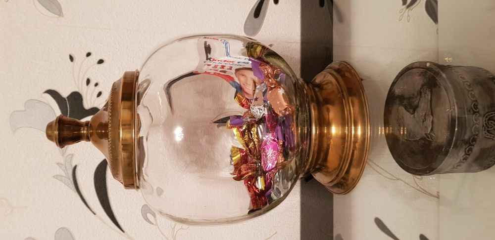 Bol de sticla cu metal superb bomboniera punch