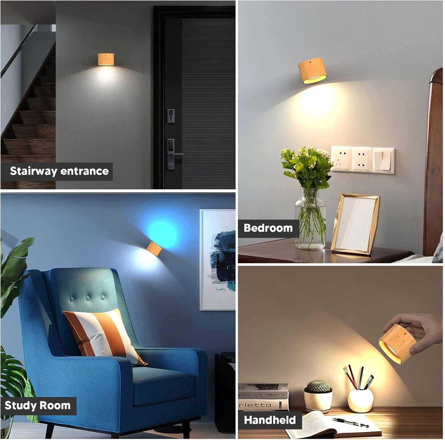 НОВА! Безжична LED стенна лампа с батерия, RGB