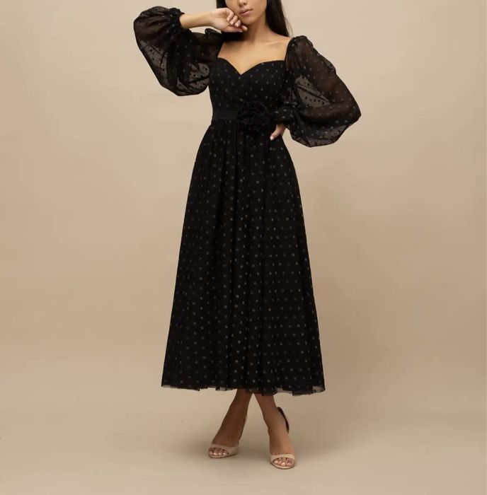 черное платье в горошек НОВОЕ