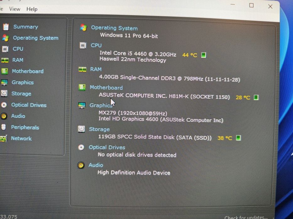 Desktop i5-4460 ssd 128 4gb RAM