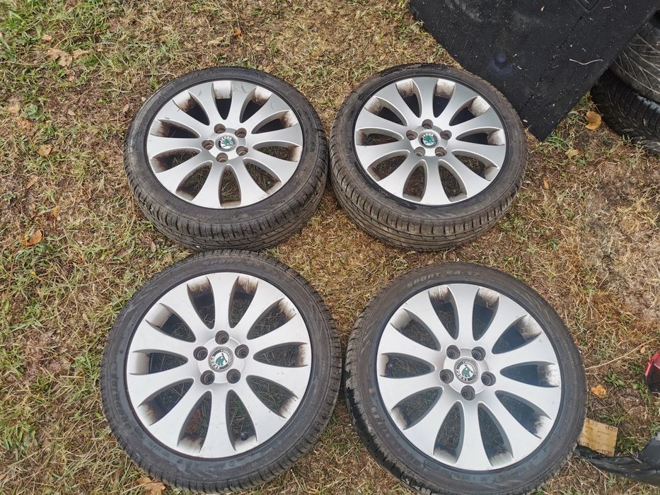 17 ки джанти 5х112 с чисто нови гуми 225/45 за skoda, seat, audi, vw