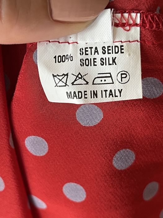 Rochie matase naturala rosie cu buline vintage Lavinia Turra lunga