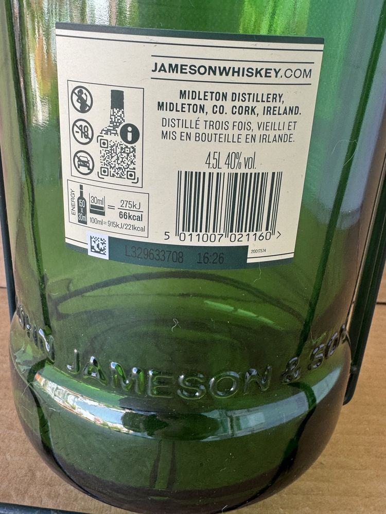 Люлка, Бутилка от Уиски Jameson , 4.5L