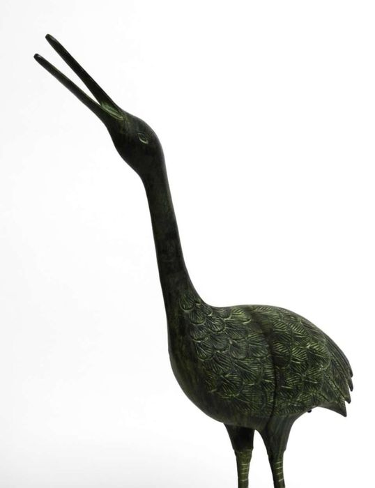 Aнтикварни фигури птици жерави бронзови тежки масивни синкава патина !