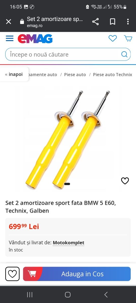 Set amortizoare sport față E60-E61