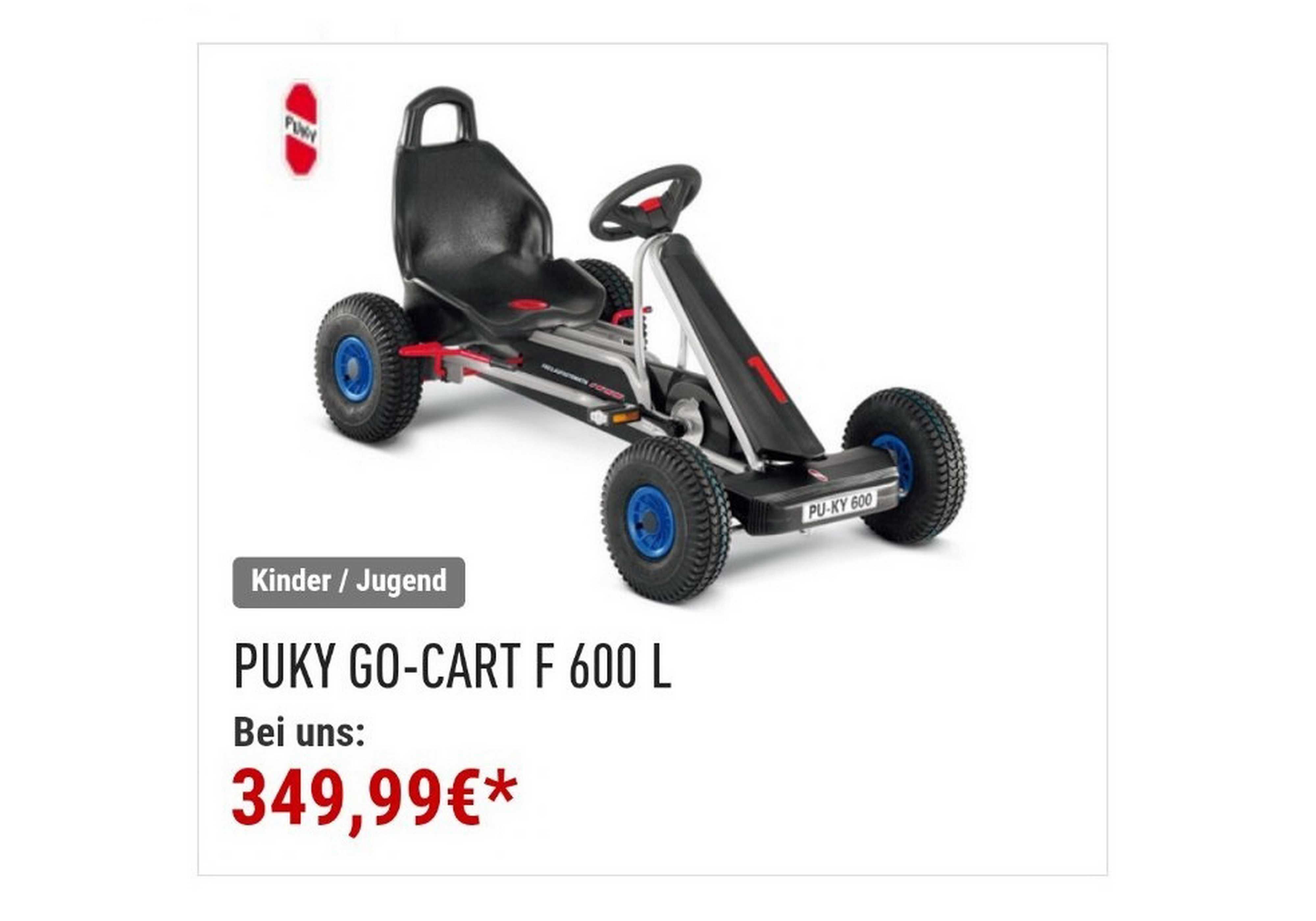 Cart (kart) cu pedale pentru copii PUKY F600L – gri cu roșu