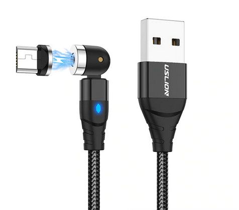 Магнитен USB кабел 180°-360° за зареждане на телефони micro USB, Type