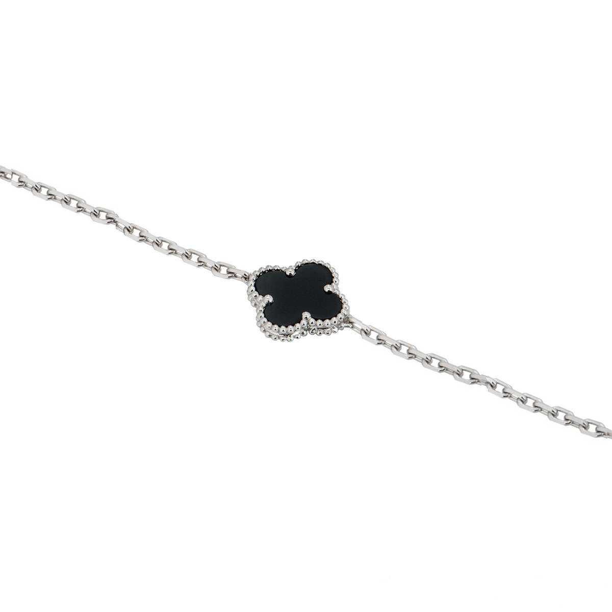 Van Cleef & Arpels VCA Silver Black Alhambra 1 Motif Дамска Гривна