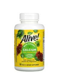 Alive !, кальций с витамином D3, витамин K2, магний, 325 мг, 180 табле