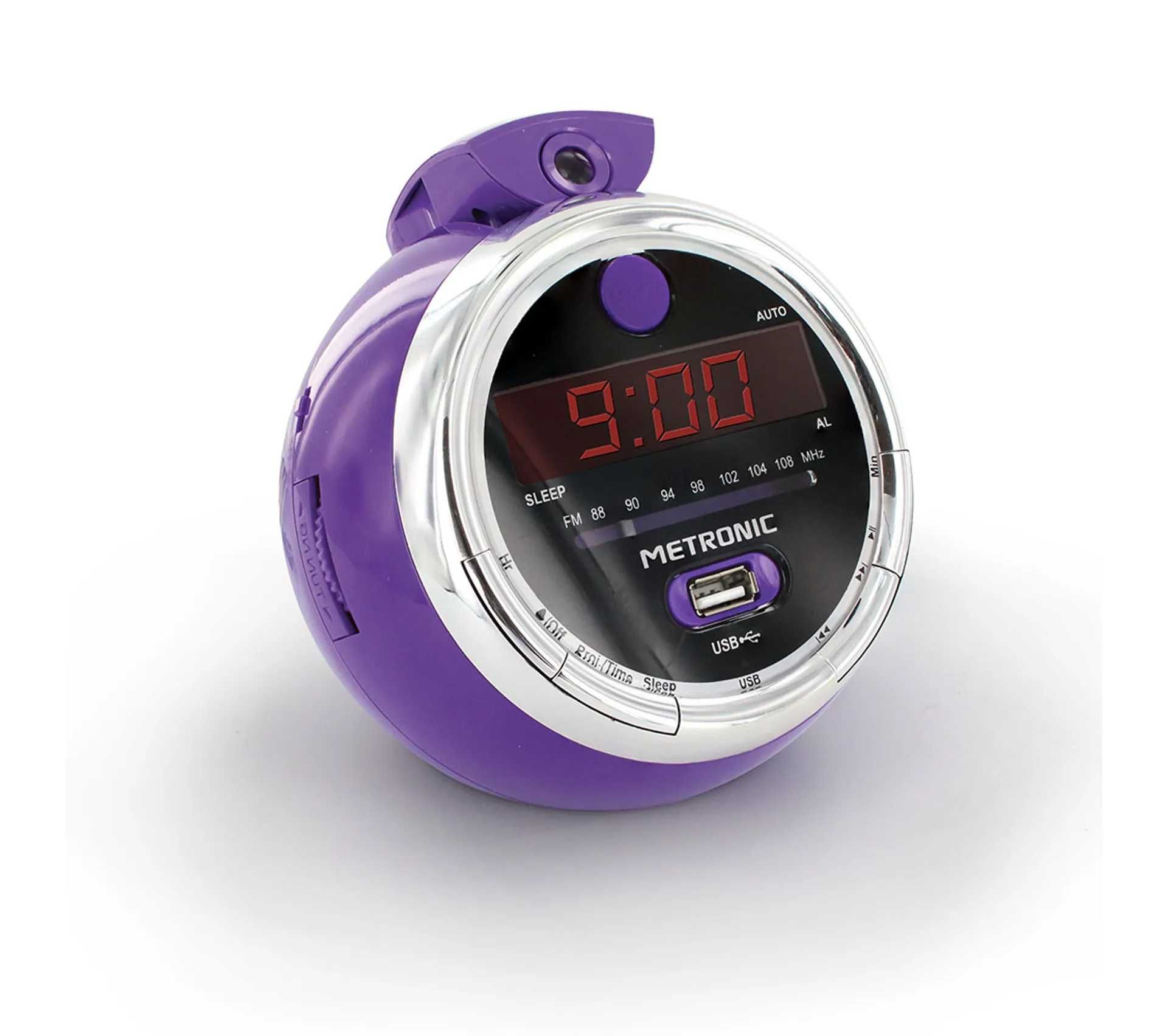 Радио часовник с прожекция Pop Purple FM USB MP3