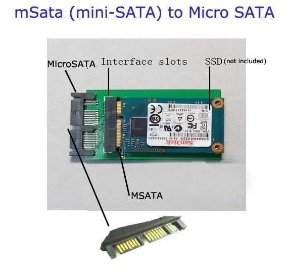 Adaptor convertor SSD mSATA - microSATA (mini SATA la micro SATA 1.8")