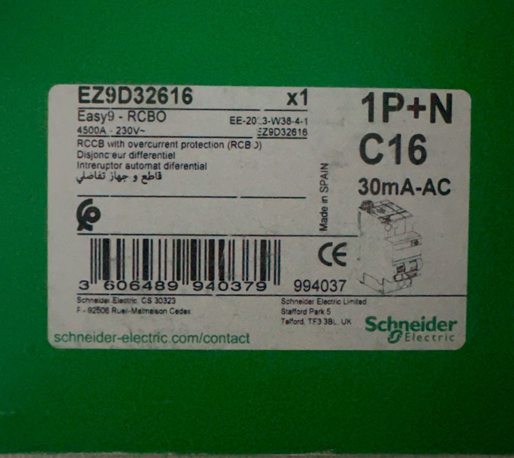 Întrerupator automat diferential RCBO Easy 9 1P+N 16A/300mA tip AC