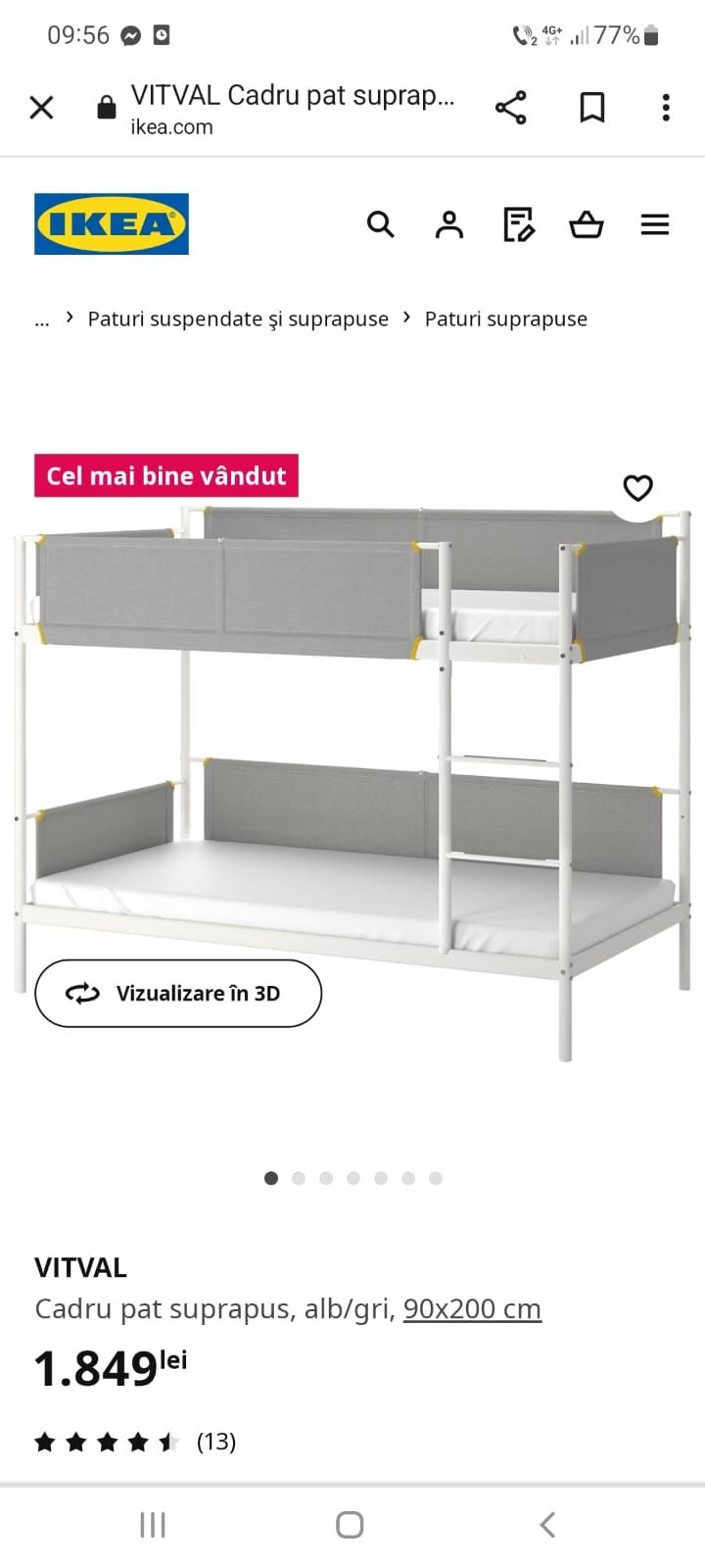 Pat suprapus Vitval alb Ikea