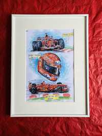Tablou pictat manual Formula 1 Michael Schumacher