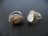 Старинни сребърни уникали престижни пръстени яспис седеф