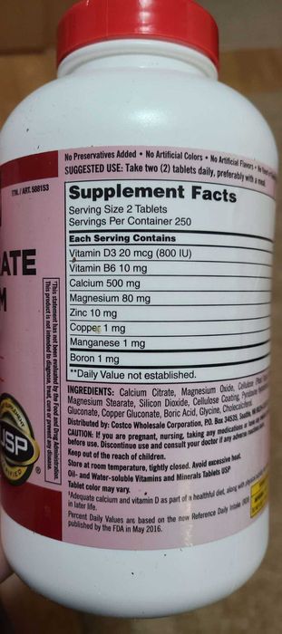 calciu=mg=zinc+Vit D3 din America