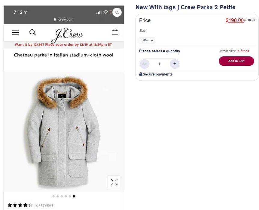 Jcrew итальян шерсть пальто с биркой 4Р из США