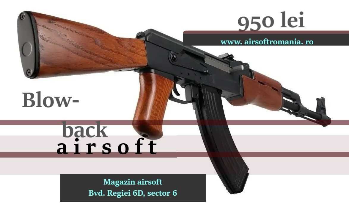 Pusca AK47  Kalashnikov cu blowBack A.E.G. full METAL si lemn 120916