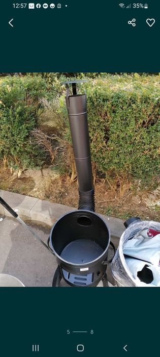 Sobă din tablă neagră +ceaun emailat 100L  50 cm / 53 cm/ 56 cm/ 58 cm