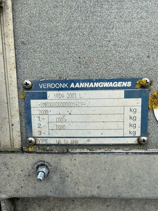 Remorca Verdonk 2000 kg