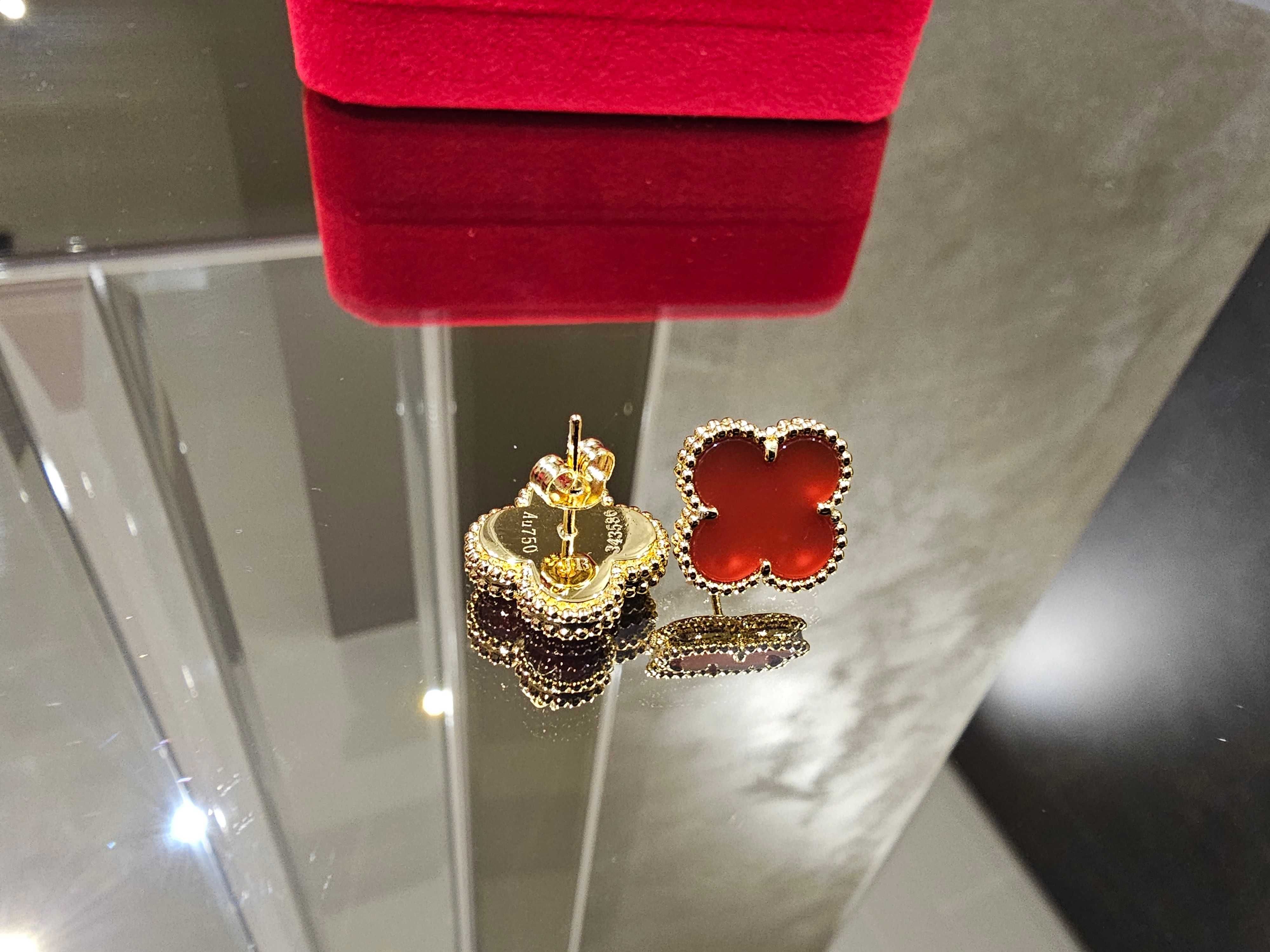 Van Cleef & Arpels VCA Red Gold Vintage Alhambra Clover Дамски Обеци