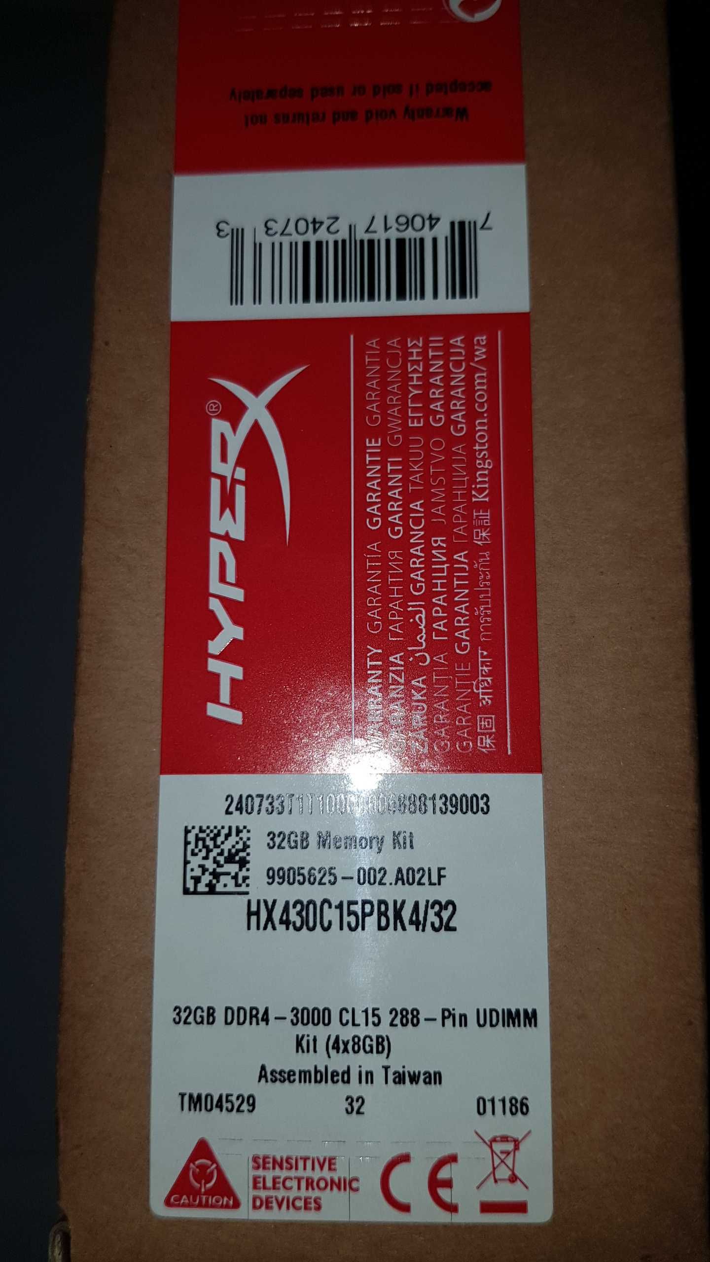 Memorie RAM HyperX Predator Black 32GB Kit 4x8GB DDR4 3000MHz CL15
